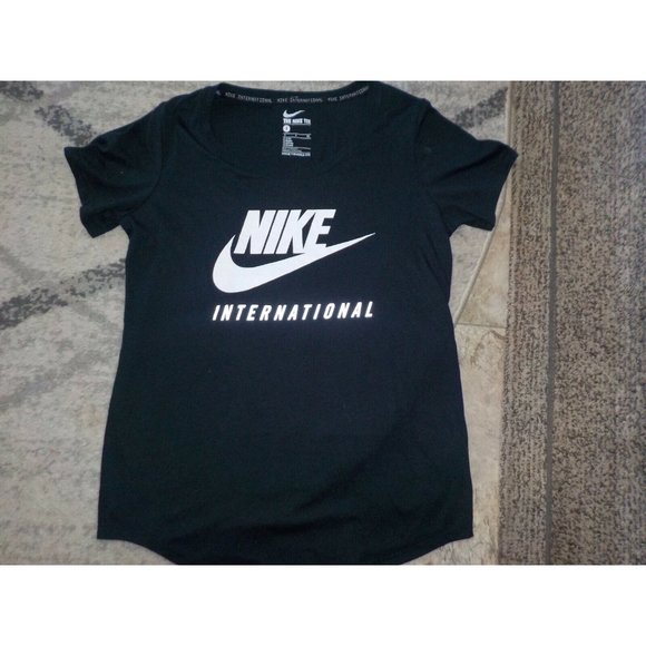 Nike International The Nike Tee Lightweight Crew Black & White Mens - Picture 1 of 4